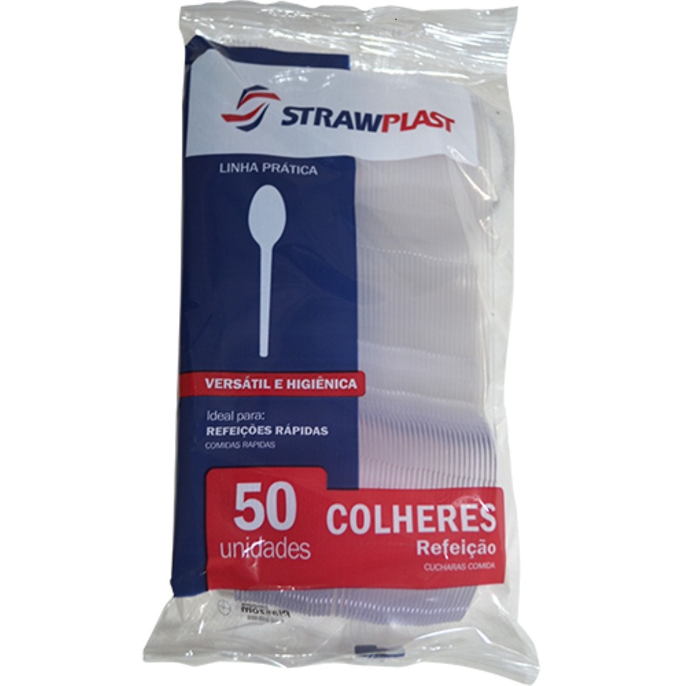 COLHER DESCARTAVEL LEVE BRANCA CSB602 50 UNIDADES STRAWPLAST