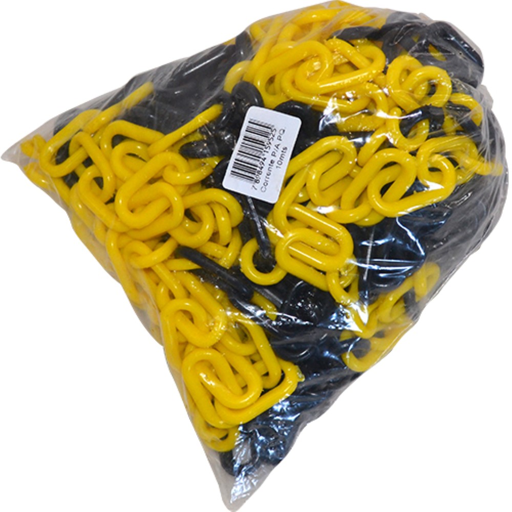 CORRENTE PLASTICA ELO PEQUENO 10M PRETO/AMARELO
