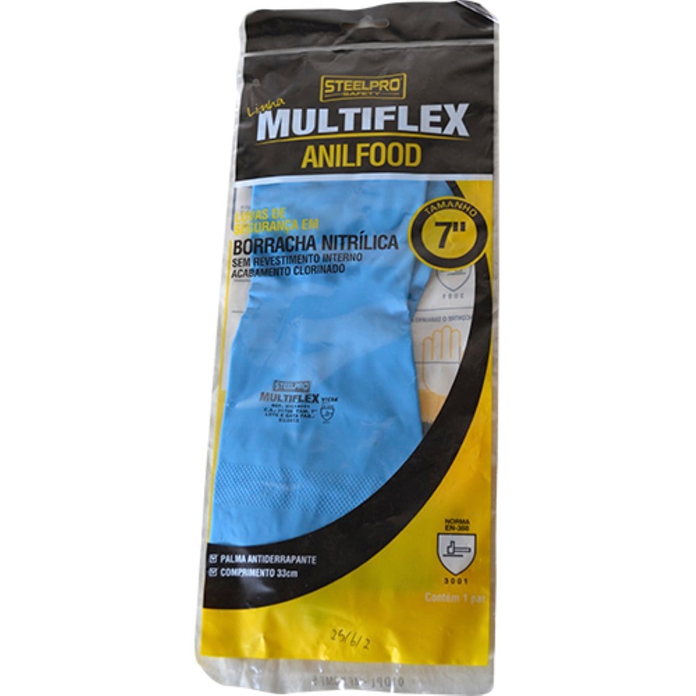 LUVA NITRILICA AZUL ANILFOOD VICSA TAMANHO P