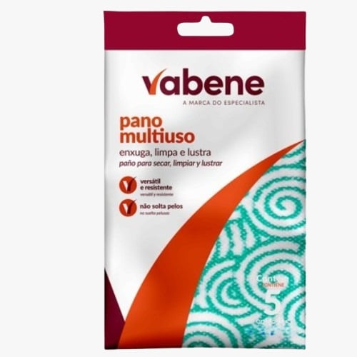 PANO MULTIUSO 30CMX50CM VERDE COM 5 UNIDADES VABENE