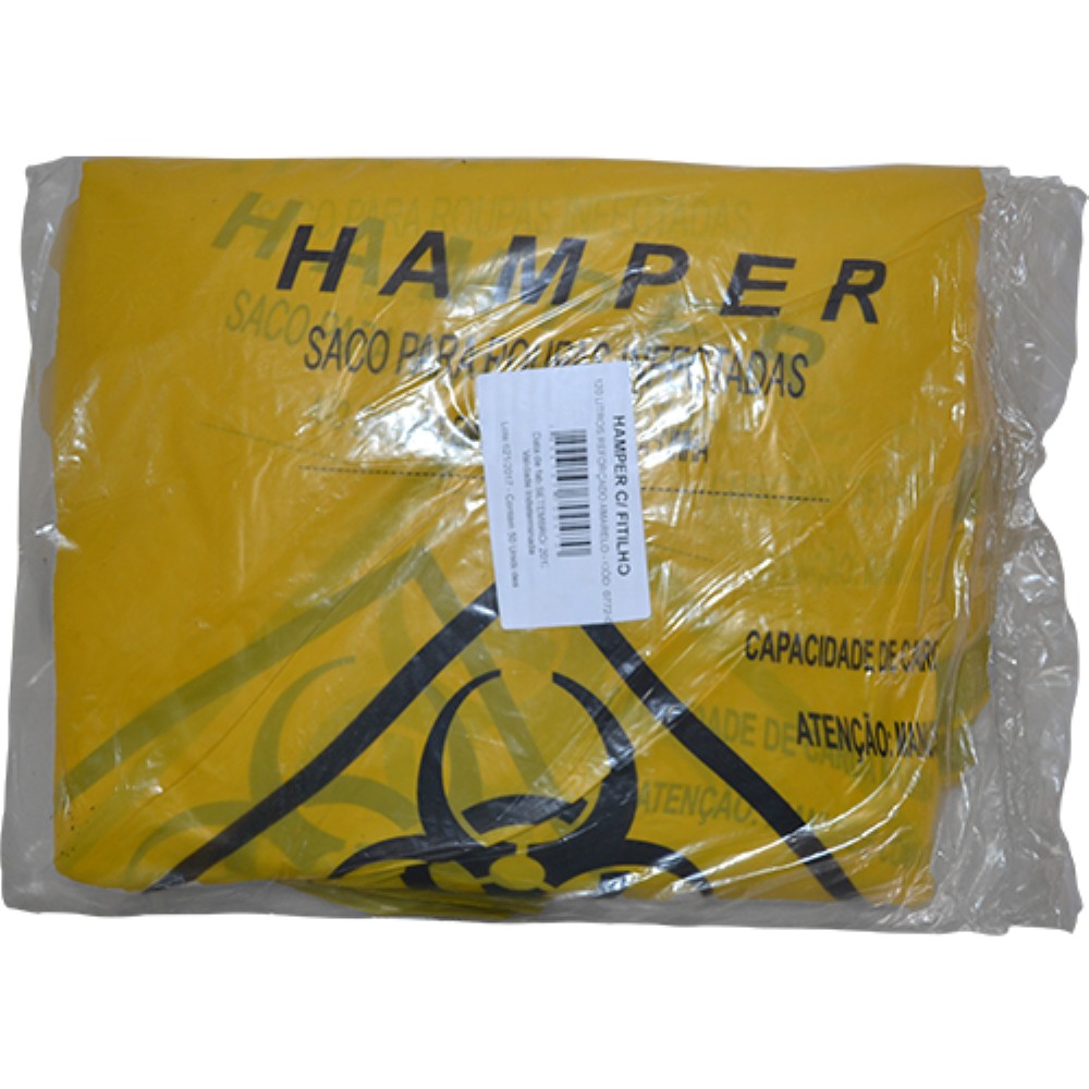SACO AMARELO 120LTS REFORCADO HAMPER 50 UNIDADES