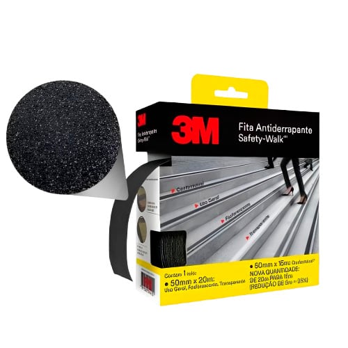 FITA ANTIDERRAPANTE SAFETY-WALK PRETA USO GERAL 20M 3M