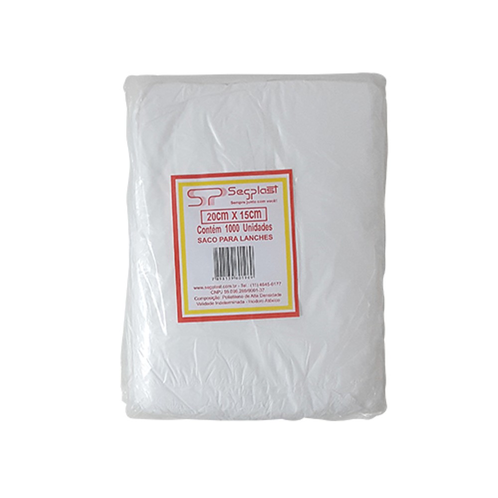 SACO PLASTICO PARA HOT DOG E HAMBURGUER 20X15CM 1000 UNIDADES