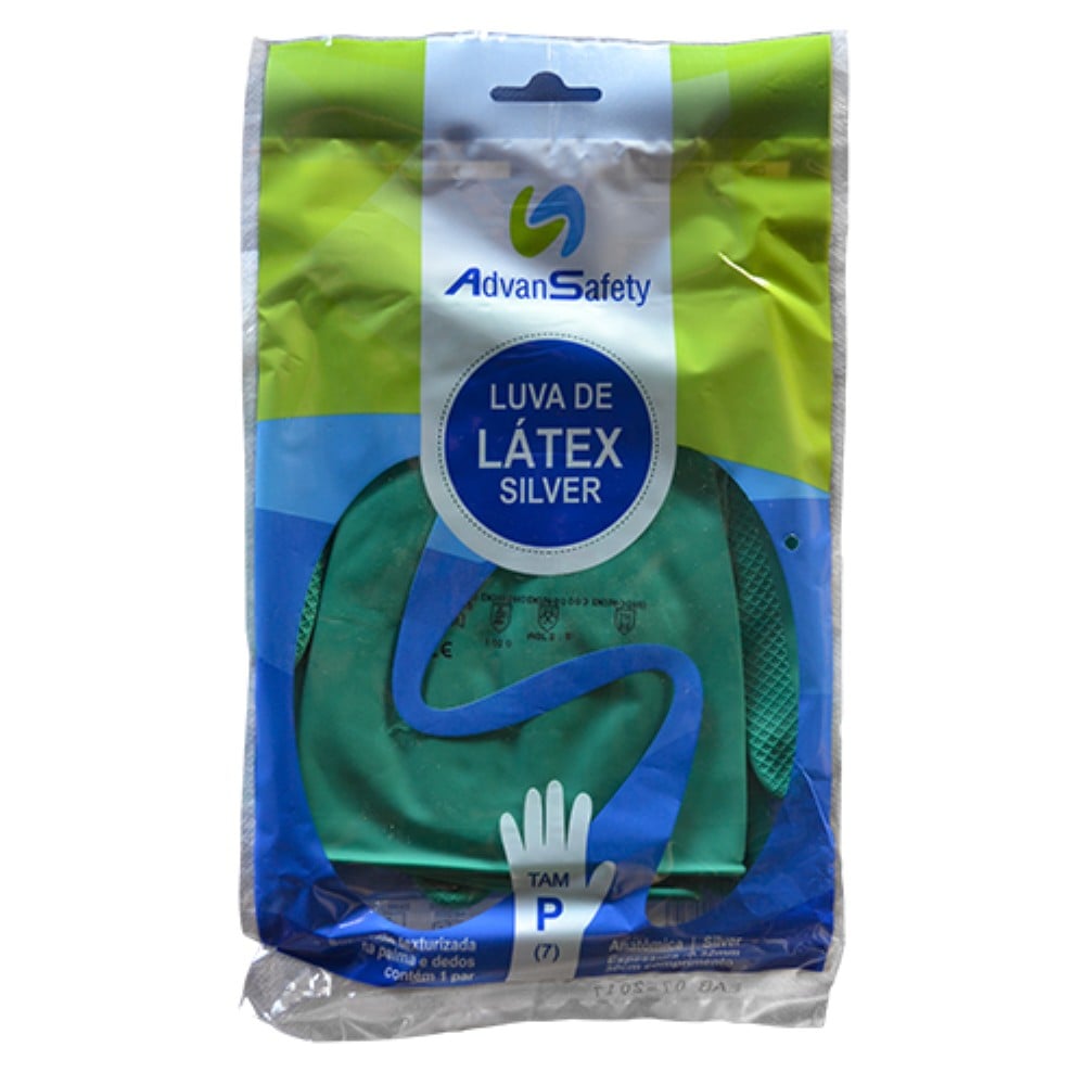 LUVA LATEX VERDE TAMANHO P SILVER ADVANSAFETY