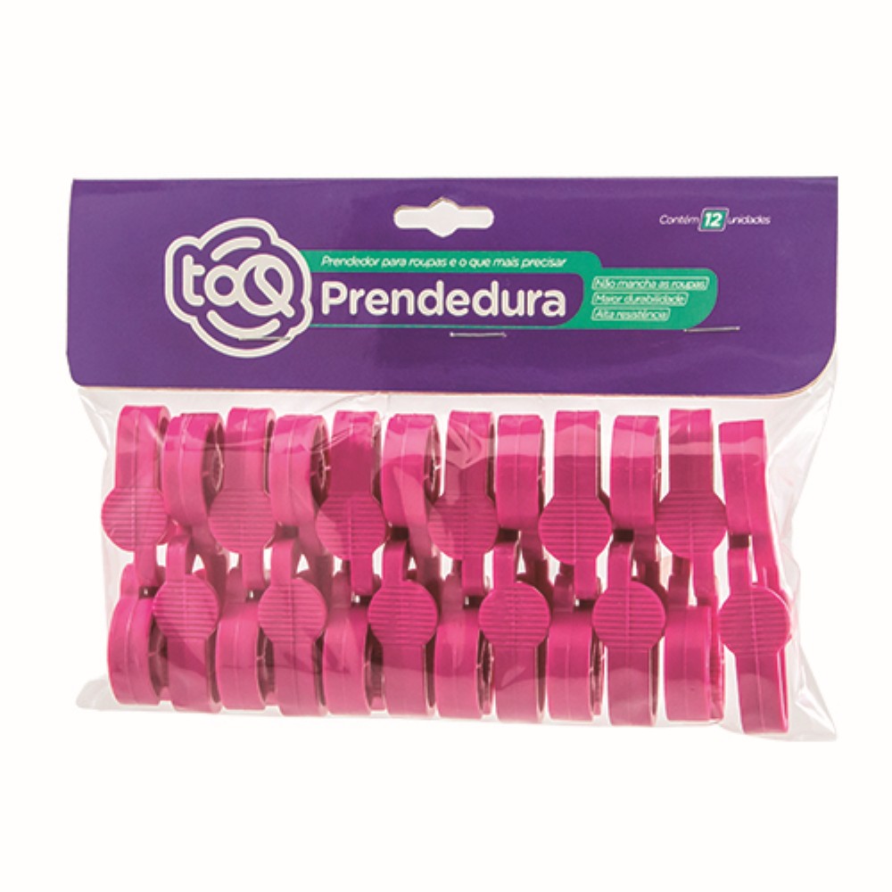 PRENDEDOR DE ROUPA PLASTICO 12 UNIDADES TOQ