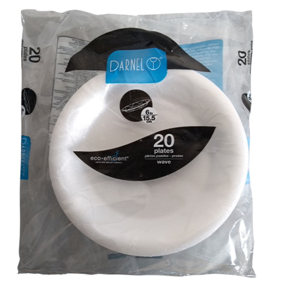 PRATO ISOPOR RASO 23CM WAVE 20 UNIDADES DARNEL