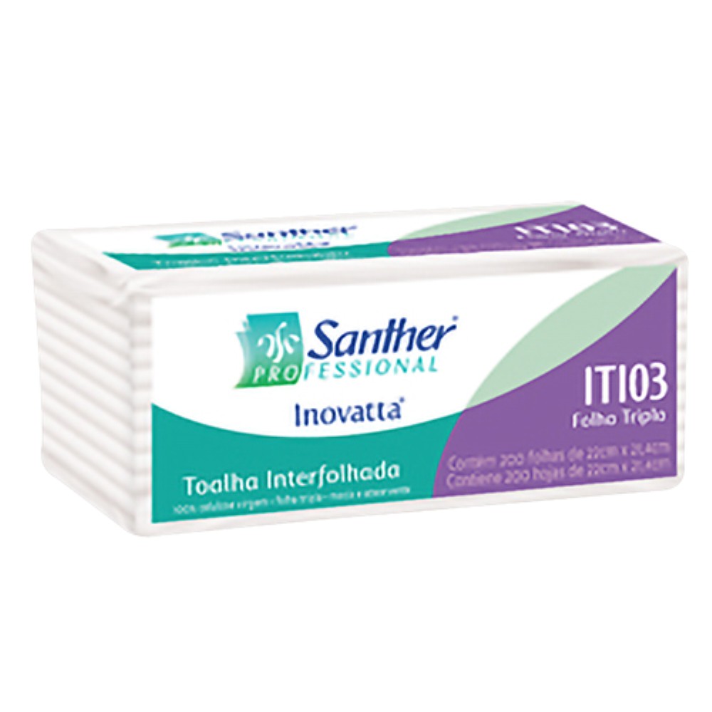 TOALHA PAPEL 2D FOLHA TRIPLA 2400 FOLHAS 22X21 ITI03 SANTHER