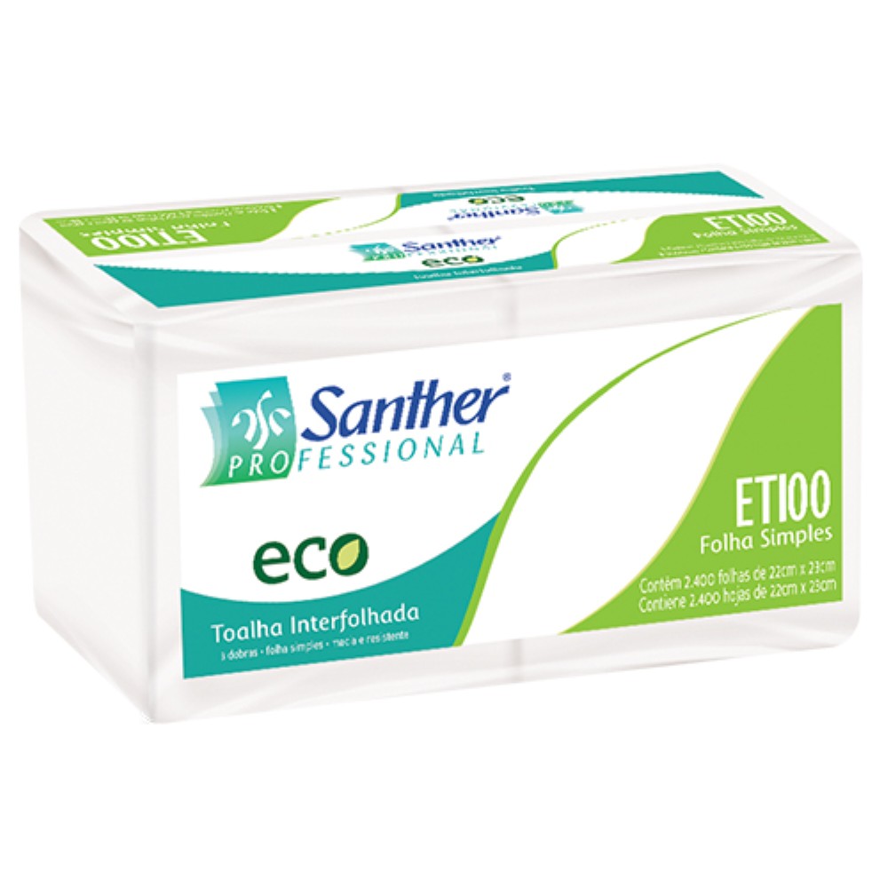 TOALHA PAPEL 3 DOBRAS BRANCO 2400 FOLHAS 22X23 SANTHER
