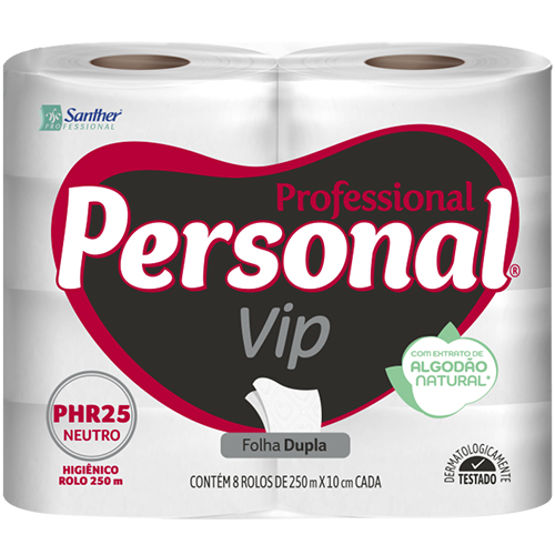 PAPEL HIGIENICO INSTITUCIONAL FOLHA DUPLA PERSONAL VIP PHR25 8X250M