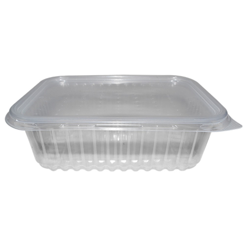POTE TRANSPARENTE 500ML PP RETANGULAR COM TAMPA 24 UNIDADES PRAFESTA