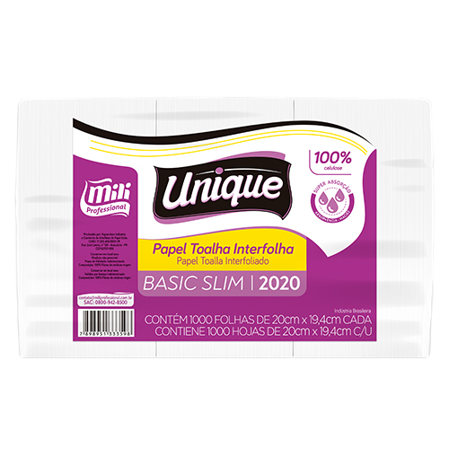 TOALHA PAPEL 2 DOBRAS VIRGEM 1000 FOLHAS 19X20 UNIQUE