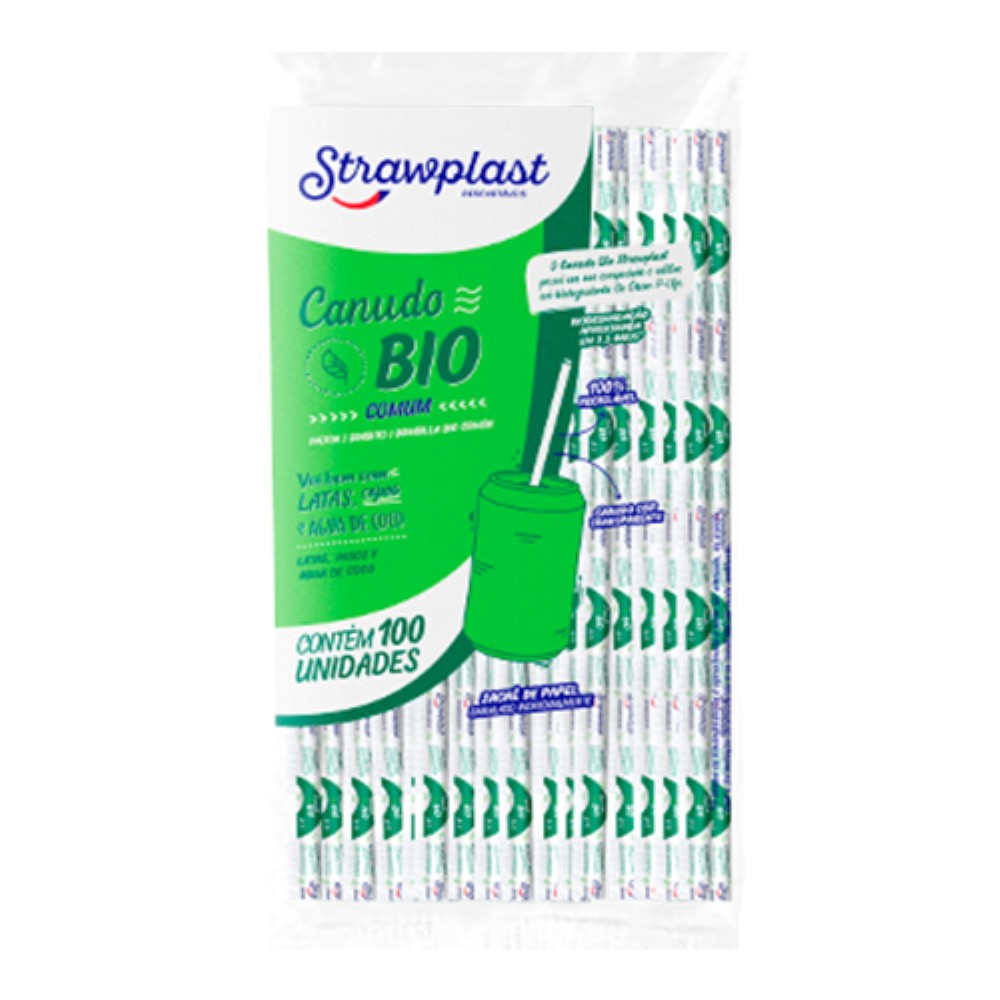 CANUDO BIO SACHE PAPEL 5MM CRISTAL 100 UNIDADES STRAWPLAST