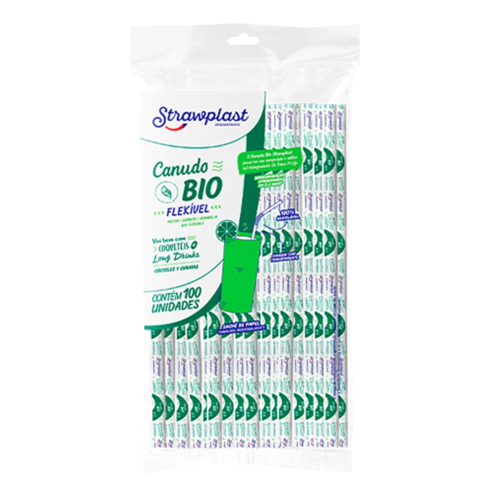 CANUDO BIO SACHE 6MM FLEX CRISTAL 100 UNIDADES STRAWPLAST