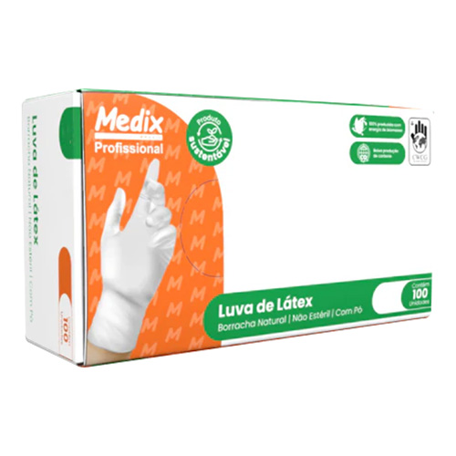 LUVA LATEX TAM G COM 100 UNIDADES COM PO MEDIX 