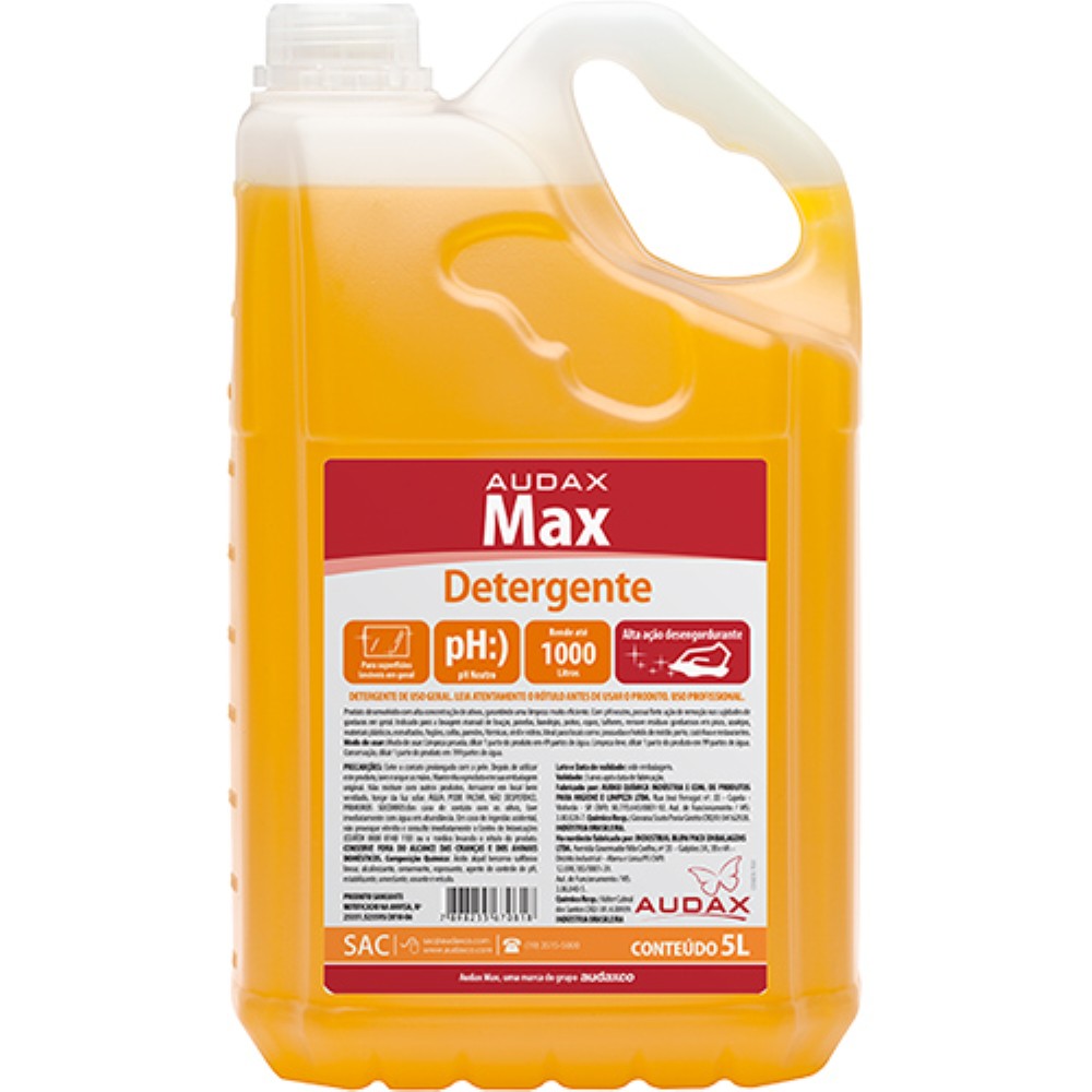 DETERGENTE LIQUIDO NEUTRO MAX AUDAX 5L DILUICAO 1:200