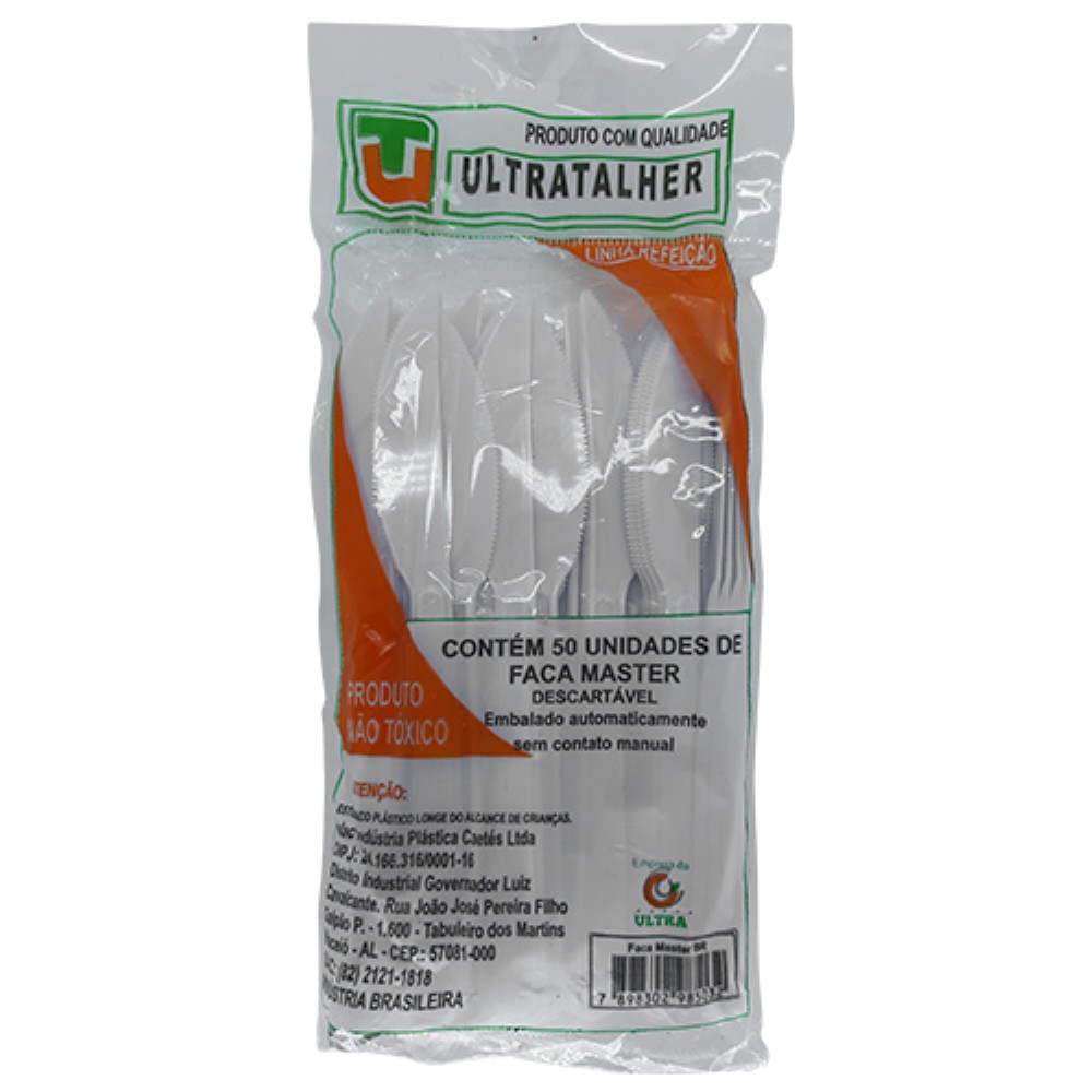 FACA DESCARTAVEL REFORCADA MASTER BRANCA 20X50 UNIDADES ULTRATALHERES