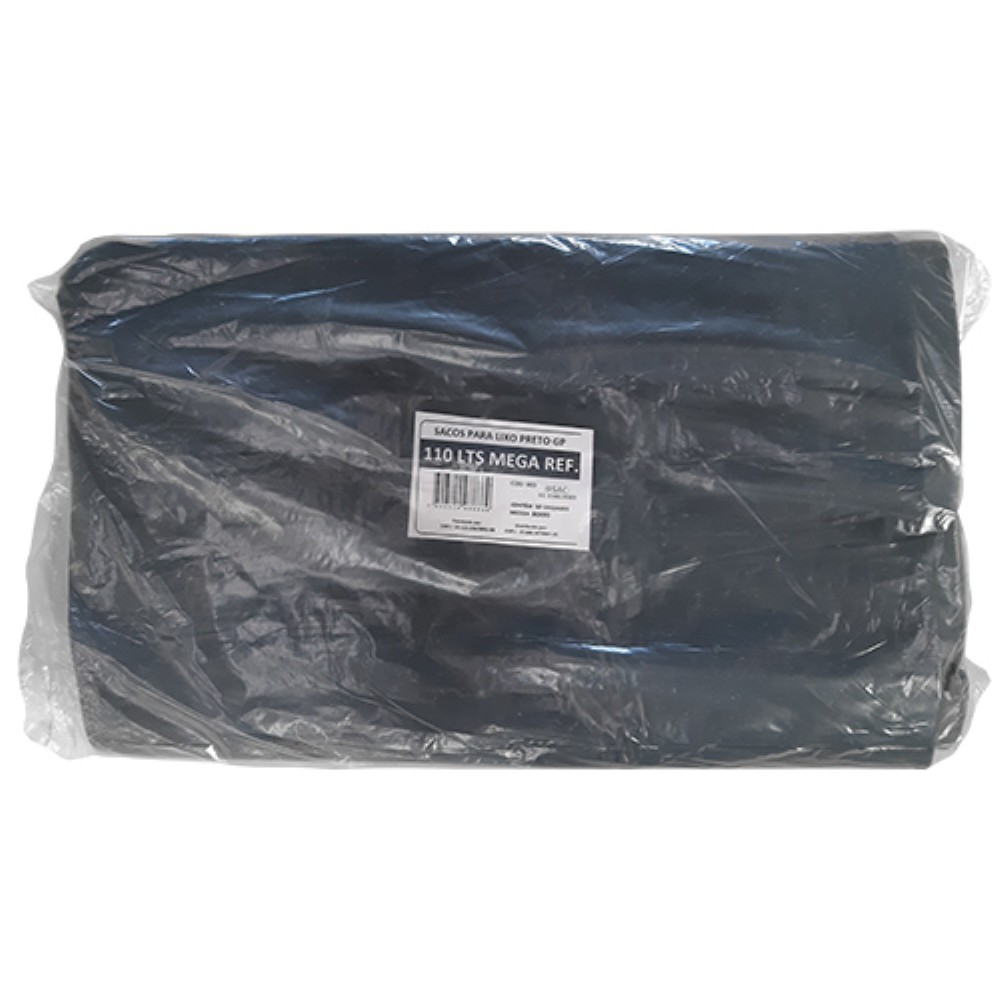 SACO PRETO 110L MEGA REFORCADO COM 50 UNIDADES GOIAS PLASTICOS 100 UNIDADES