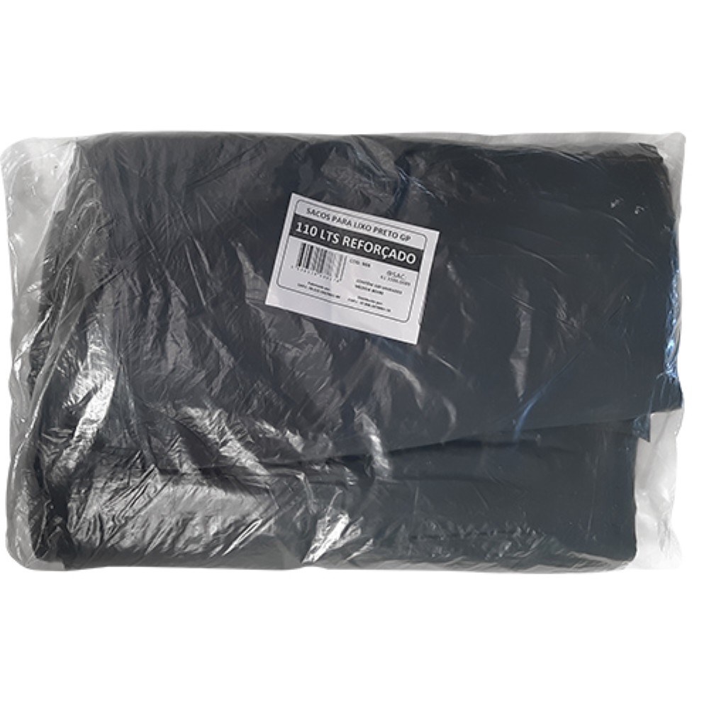 SACO PRETO 110 LITROS REFORCADO PARA LIXO GOIAS PLASTICOS 100 UNIDADES