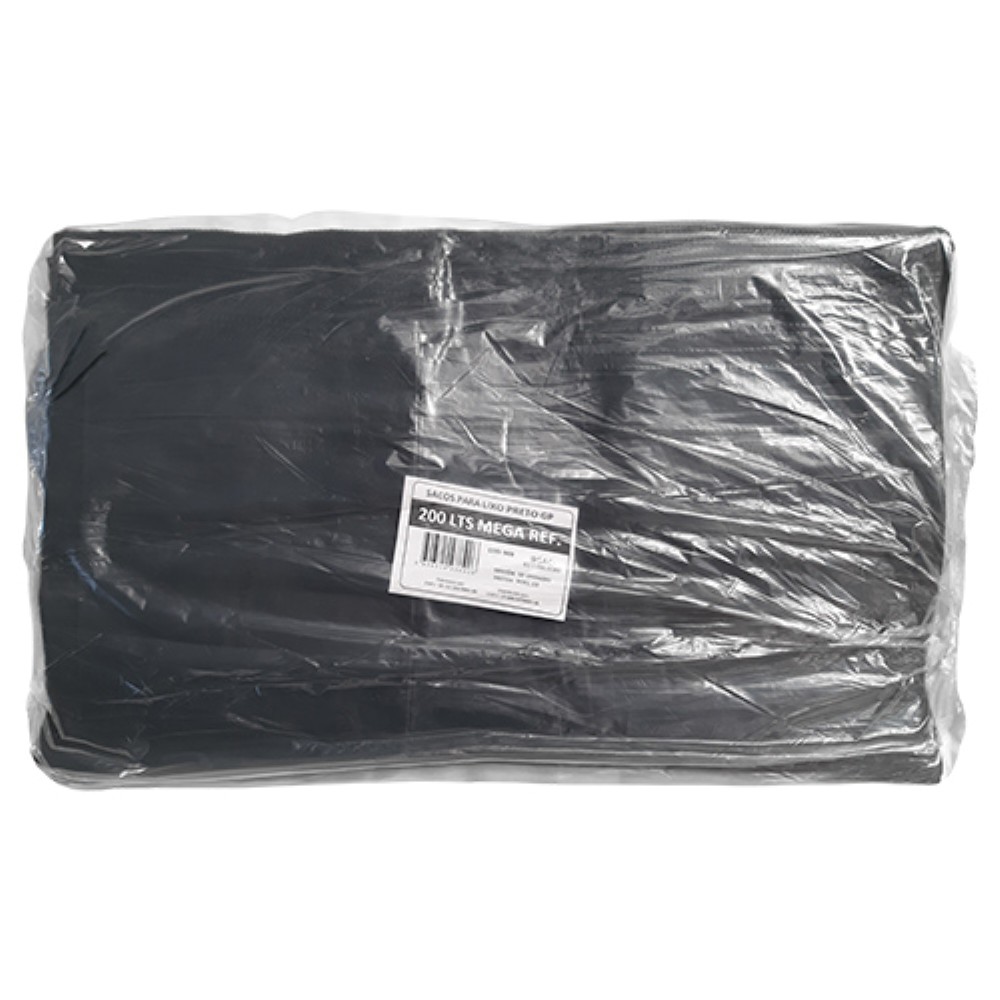 SACO PRETO 200 LITROS MEGA REFORCADO COM 50 UNIDADES GOIAS PLASTICOS 100 UNIDADES