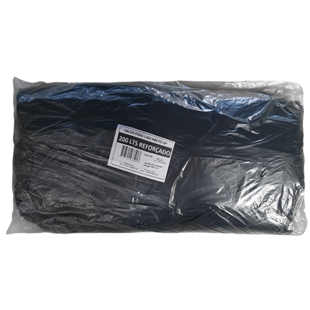 SACO PRETO 200 LITROS REFORCADO PARA LIXO GOIAS PLASTICOS 100 UNIDADES