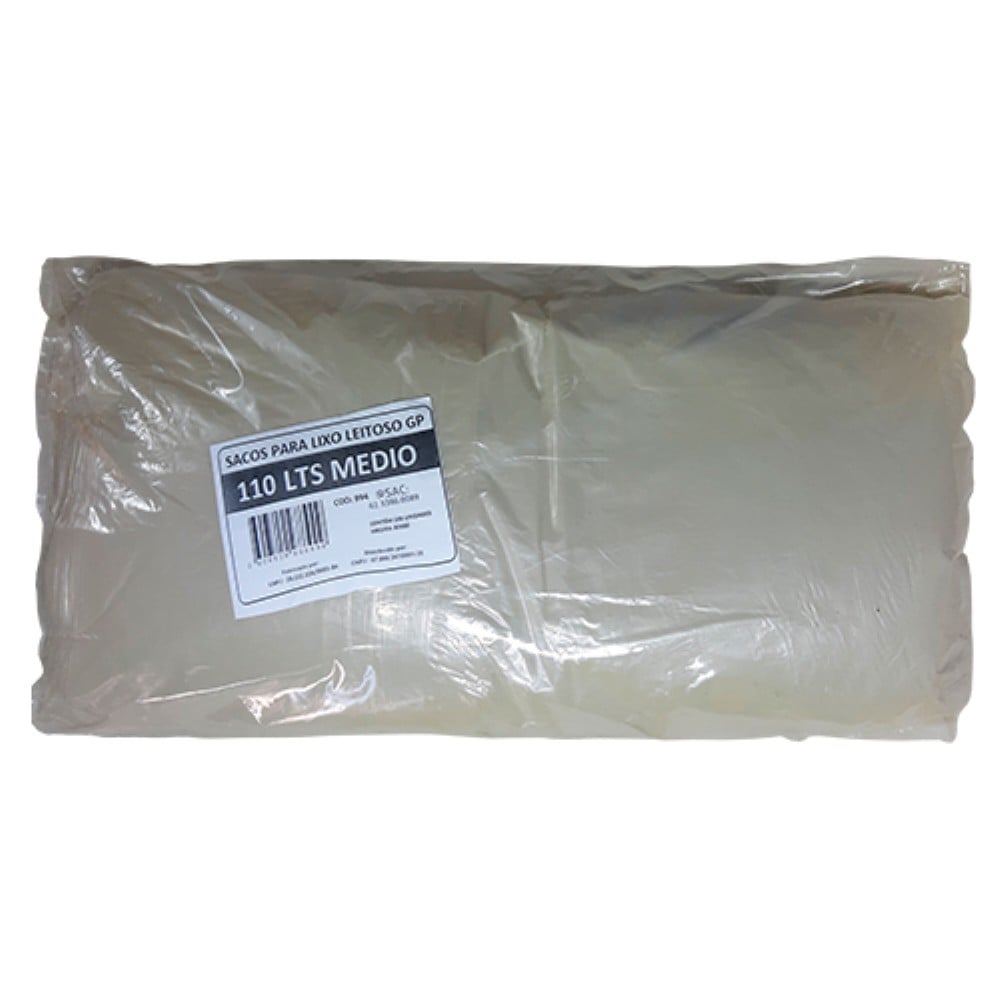 SACO BRANCO 110 LITROS MEDIO PARA LIXO GOIAS PLASTICOS 100 UNIDADES