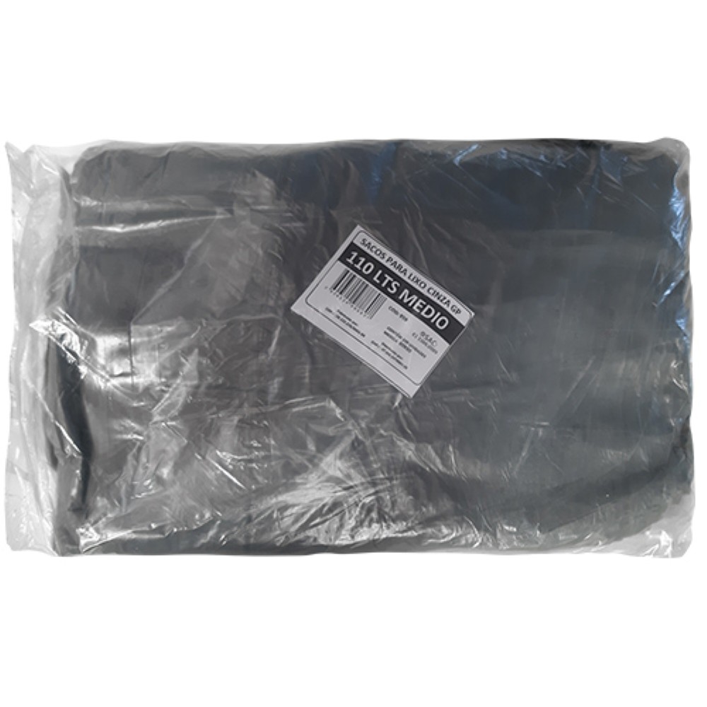 SACO CINZA 110 LITROS MEDIO PARA LIXO GOIAS PLASTICOS 100 UNIDADES