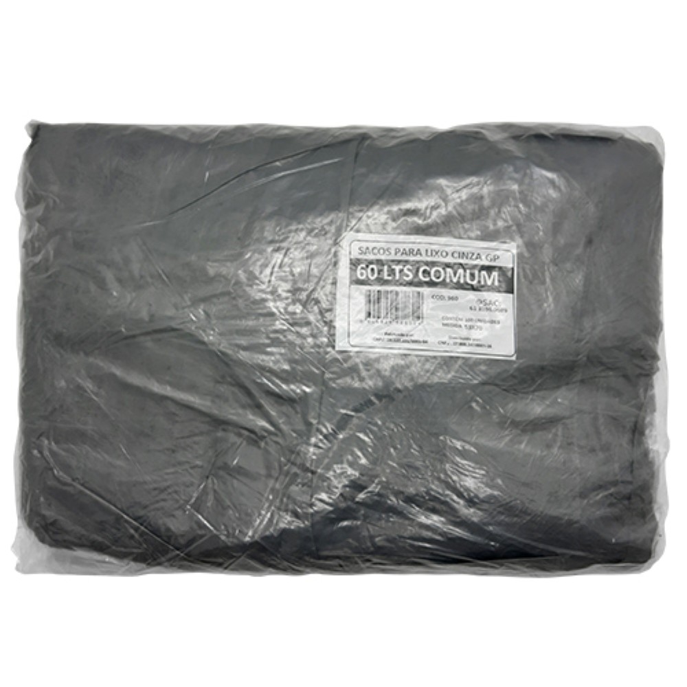 SACO CINZA 60L PARA LIXO GOIAS PLASTICOS 100 UNIDADES