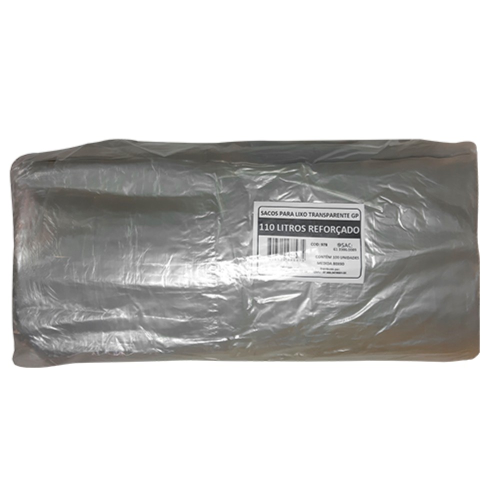 SACO TRANSPARENTE 110 LITROS PARA LIXO GOIAS PLASTICOS 100 UNIDADES