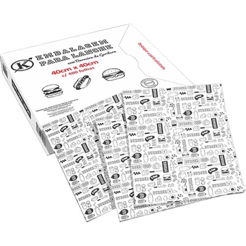 PAPEL ACOPLADO LANCHE 40X40CM 400 UNIDADES KAMBE