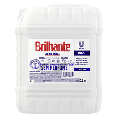 LAVA ROUPA LIQUIDO BRILHANTE SEM PERFUME 7LT