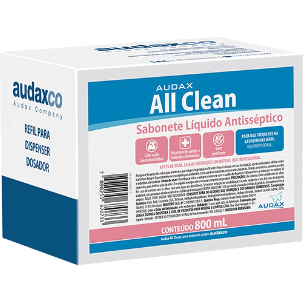 SABONETE LIQUIDO ALLCLEAN 800ML ANTISSEPTICO TRICLOSAN