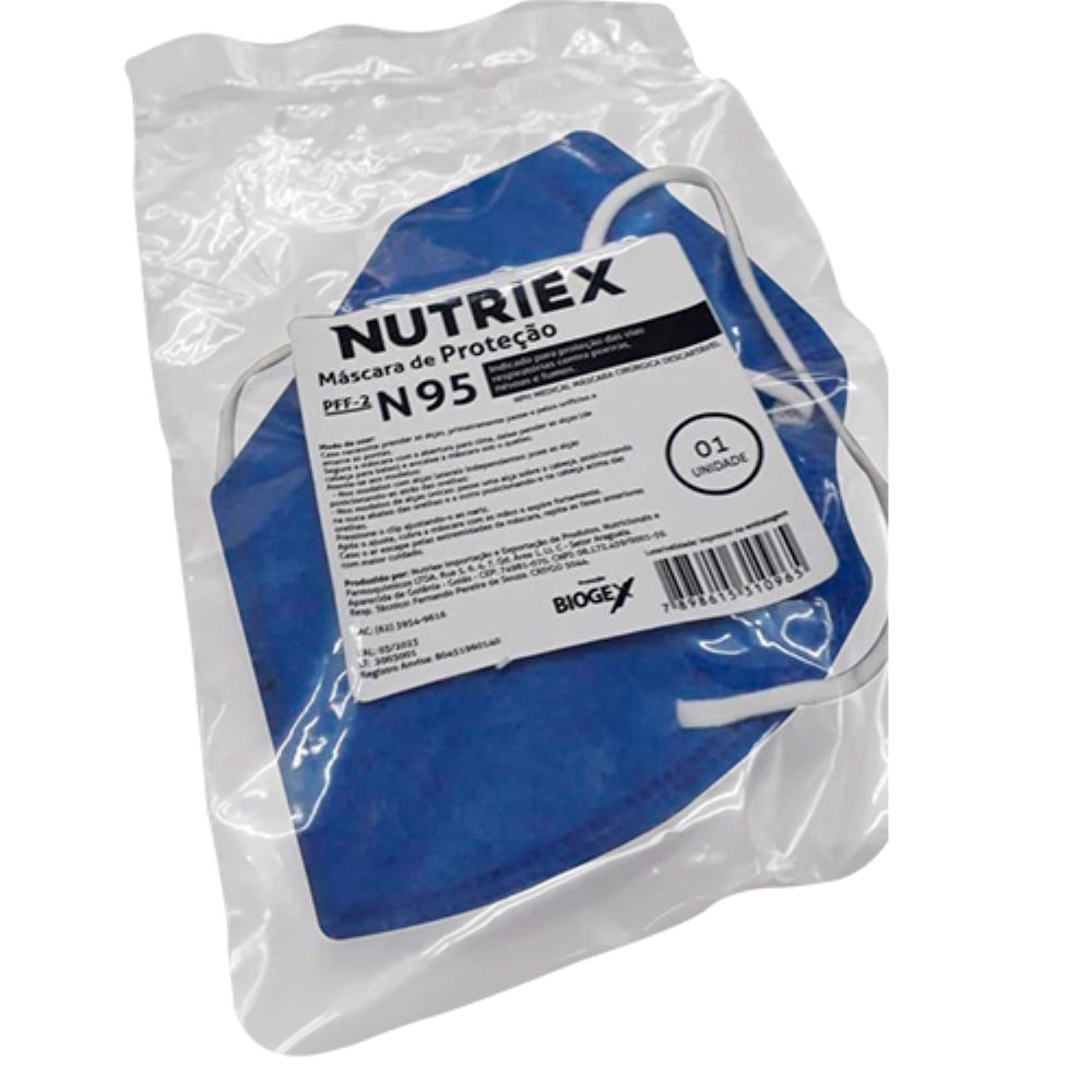 MASCARA RESPIRATORIA PFF2 SEM VALVULA AZUL NUTRIEX