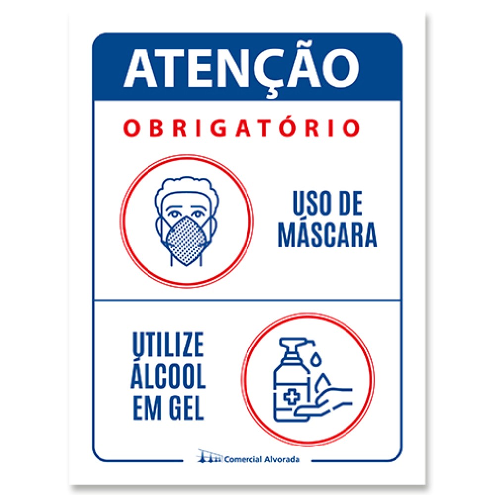 ADESIVO USO OBRIGATORIO MASCARA ALCOOL EM GEL