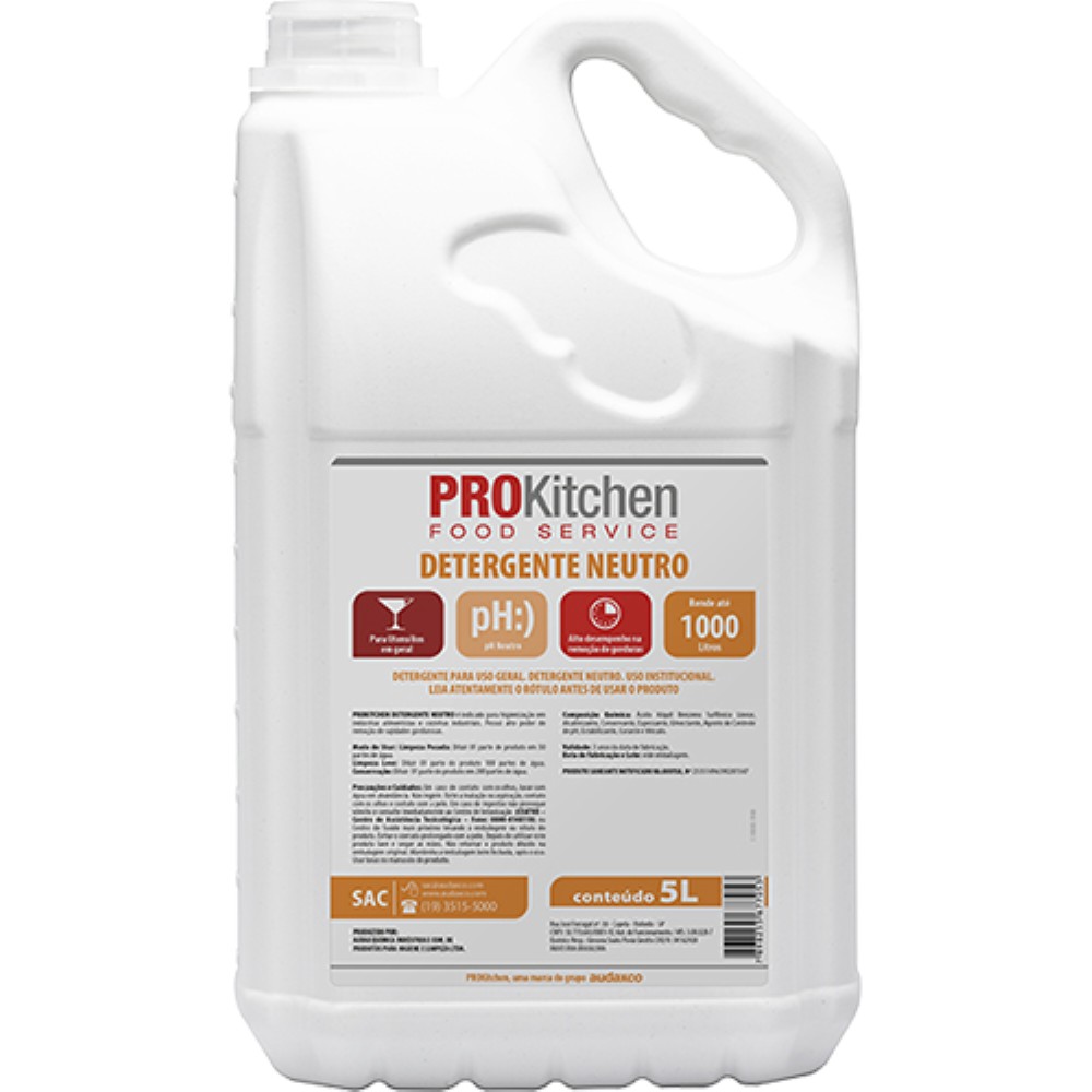 DETERGENTE FOOD NEUTRO 5L PROKITCHEN DILUICAO 1:200
