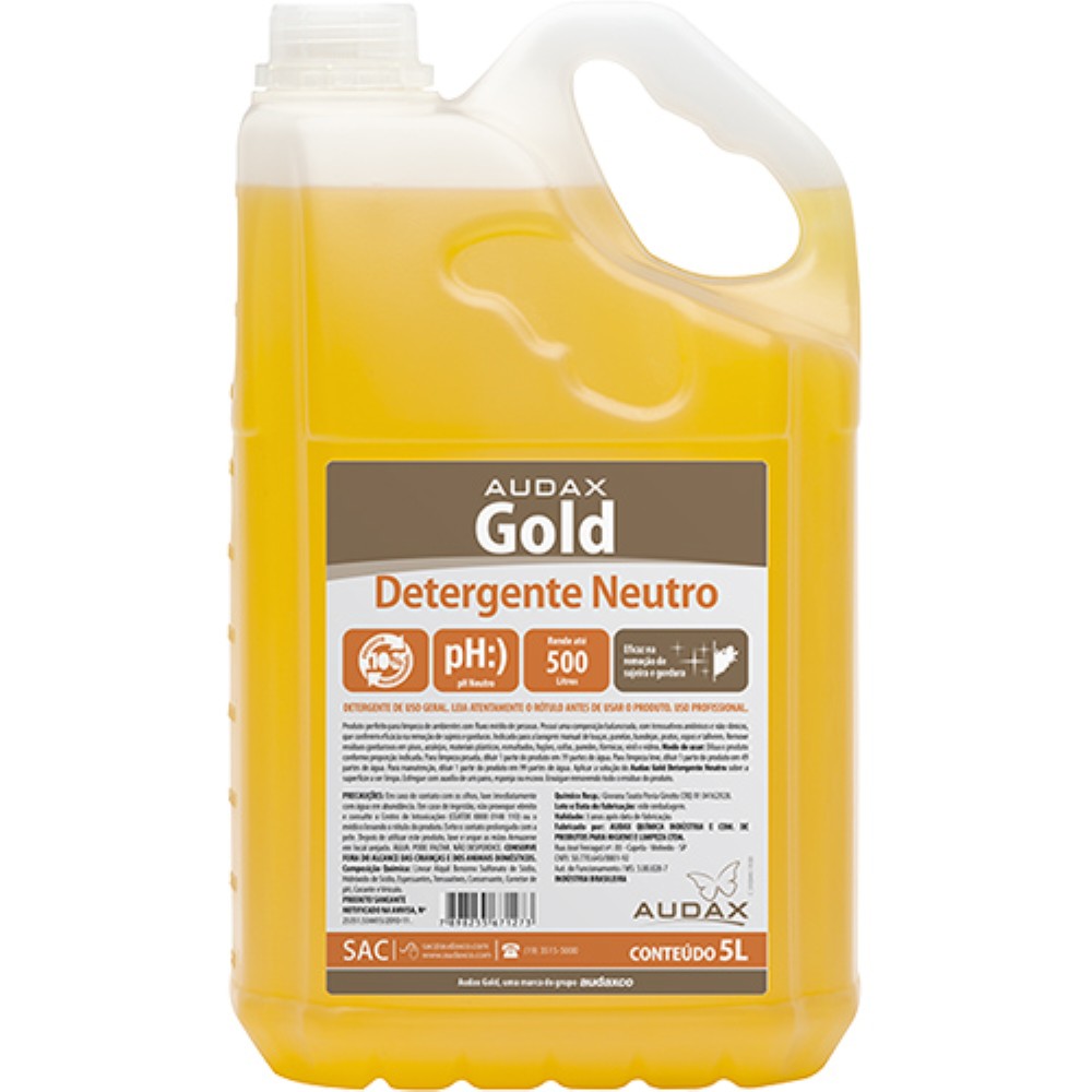 DETERGENTE LIQUIDO NEUTRO GOLD AUDAX 5L DILUICAO 1:100