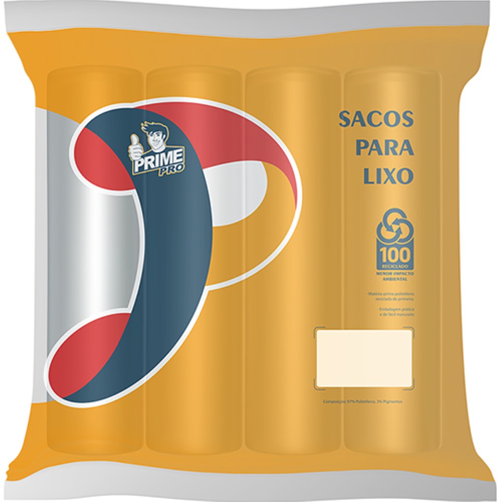 SACO BRANCO 150L PARA LIXO ROLO PRIME PRO 100 UNIDADES