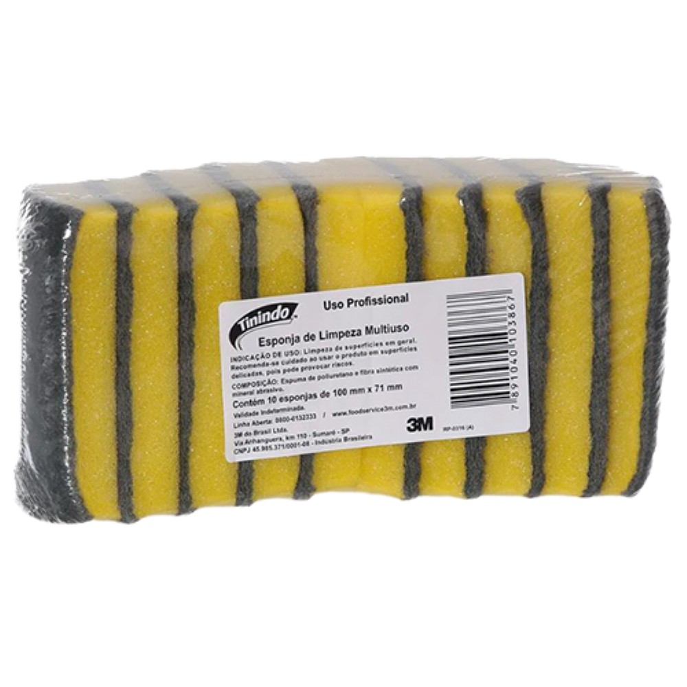 ESPONJA DUPLA FACE TININDO 3M COM 10 UNIDADES