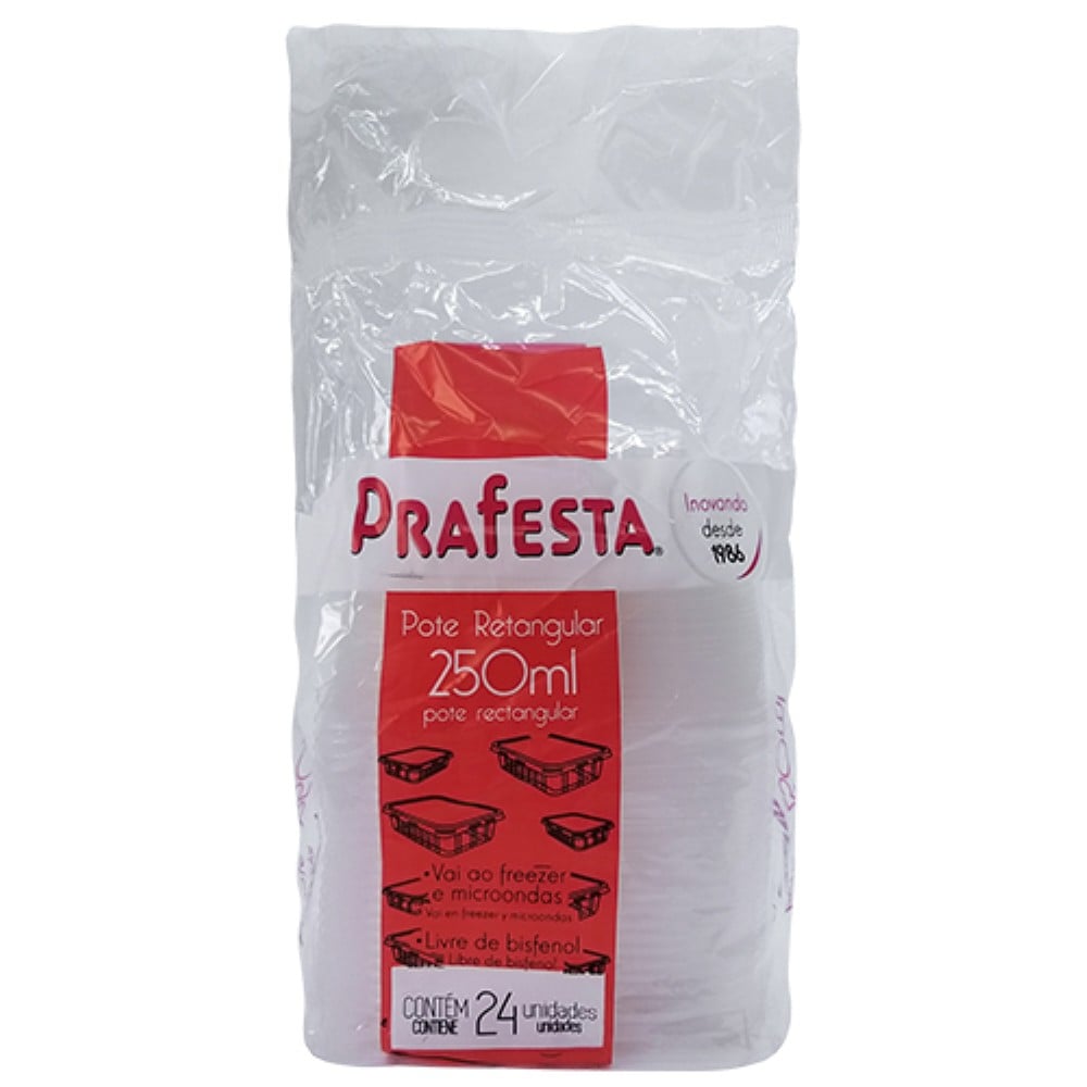 POTE TRANSPARENTE 250ML COM TAMPA 24 UNIDADES PRAFESTA