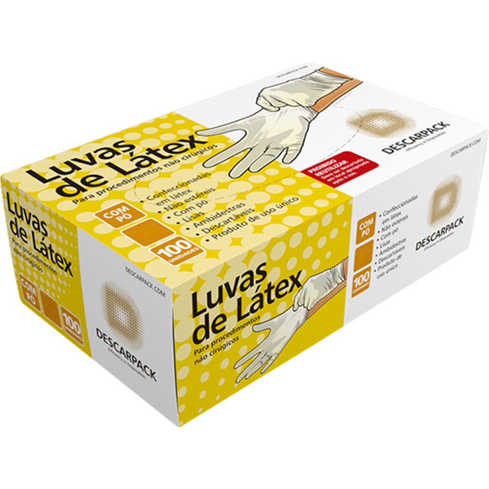 LUVA LATEX TAMANHO P 100 COM PO ANVISA DESCARPACK