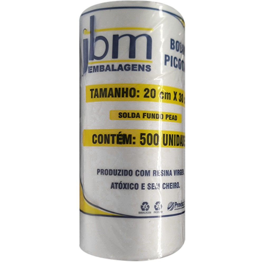 SACO BOBINA PICOTADA 20X30CM 500 UNIDADES JBM