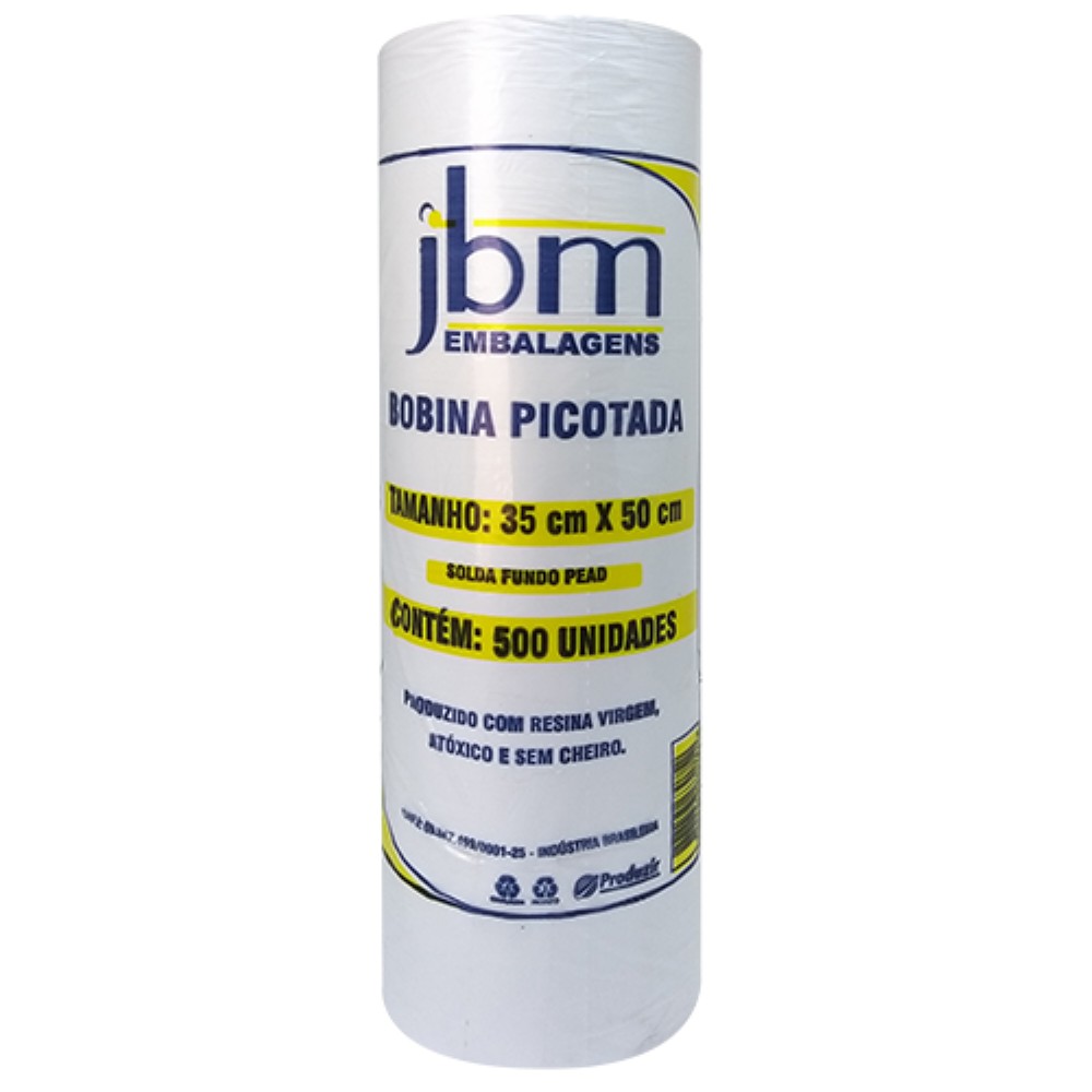 SACO BOBINA PICOTADA 35X50CM 500 UNIDADES JBM