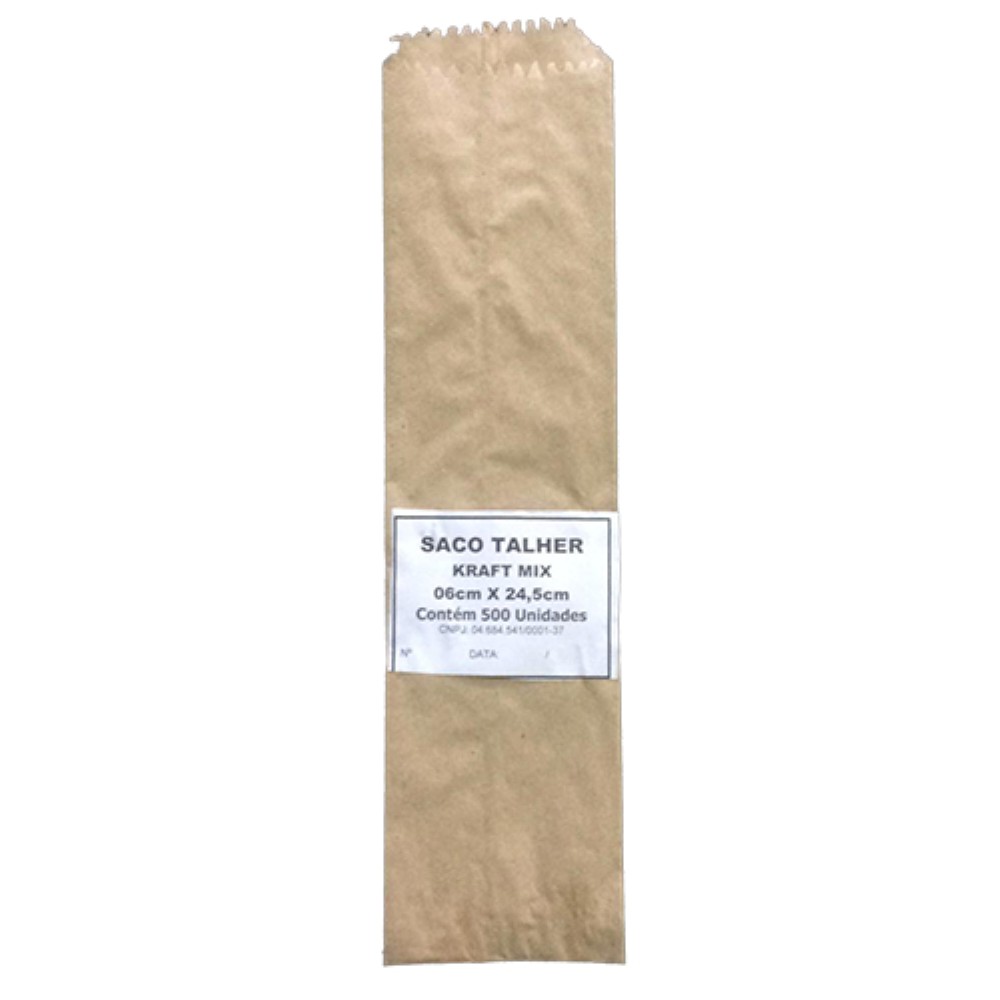 SACO PARA TALHER 6X24,5CM KRAFT 500 UNIDADES  KAMP