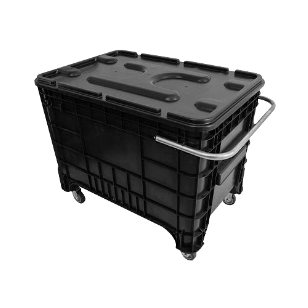 CARRO CUBA PRETO 372L COM TAMPAP COM PUXADOR PRIME