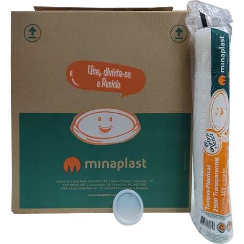 TAMPA PLASTICA TRANSPARENTE TP2500 POTE 100ML 25X100UN MINAPLAST 