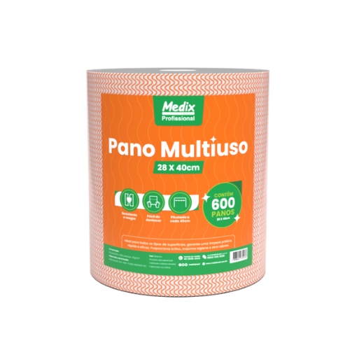 PANO MULTIUSO 28CMX240M LARANJA COM 600 UNIDADES MEDIX 