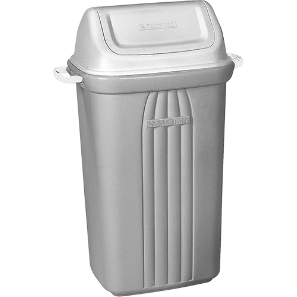 LIXEIRA COM TAMPA BASCULANTE CINZA 30LT SANREMO