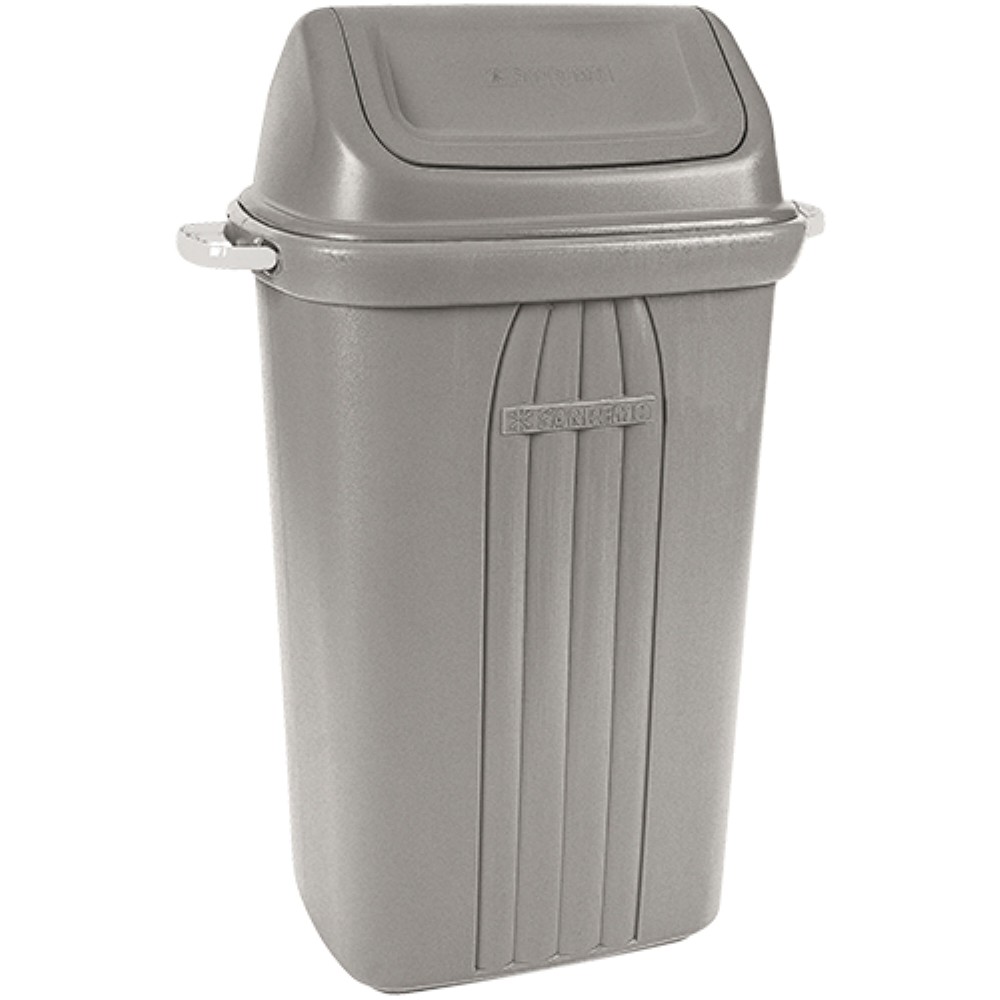 LIXEIRA COM TAMPA BASCULANTE CINZA 60LT SANREMO