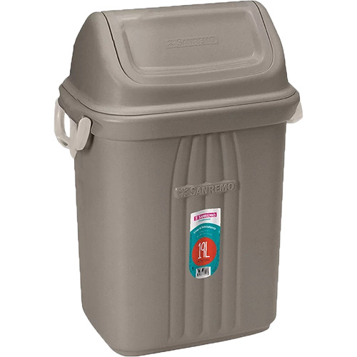 LIXEIRA TAMPA BASCULANTE CINZA ESCURO 19LT SANREMO
