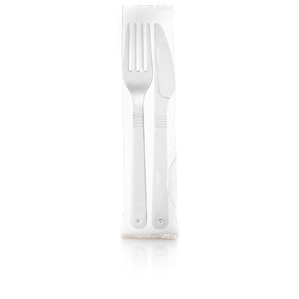 CONJUNTO FACA+GARFO FORTE BRANCO 1X250 UNIDADES STRAWPLAST