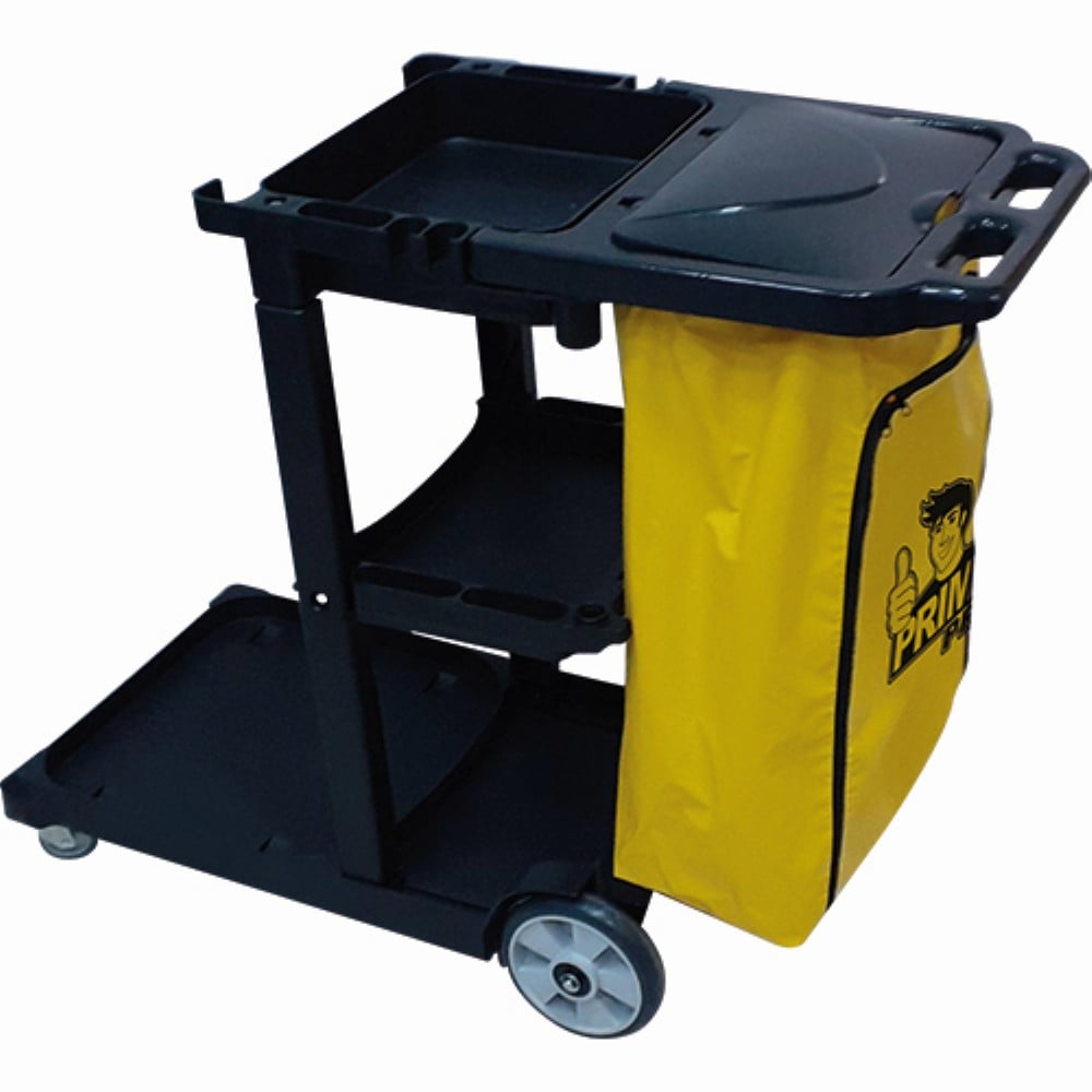 CARRO FUNCIONAL PLASTICO COM BANDEIJA VINILIO PRETO PRIMEPRO